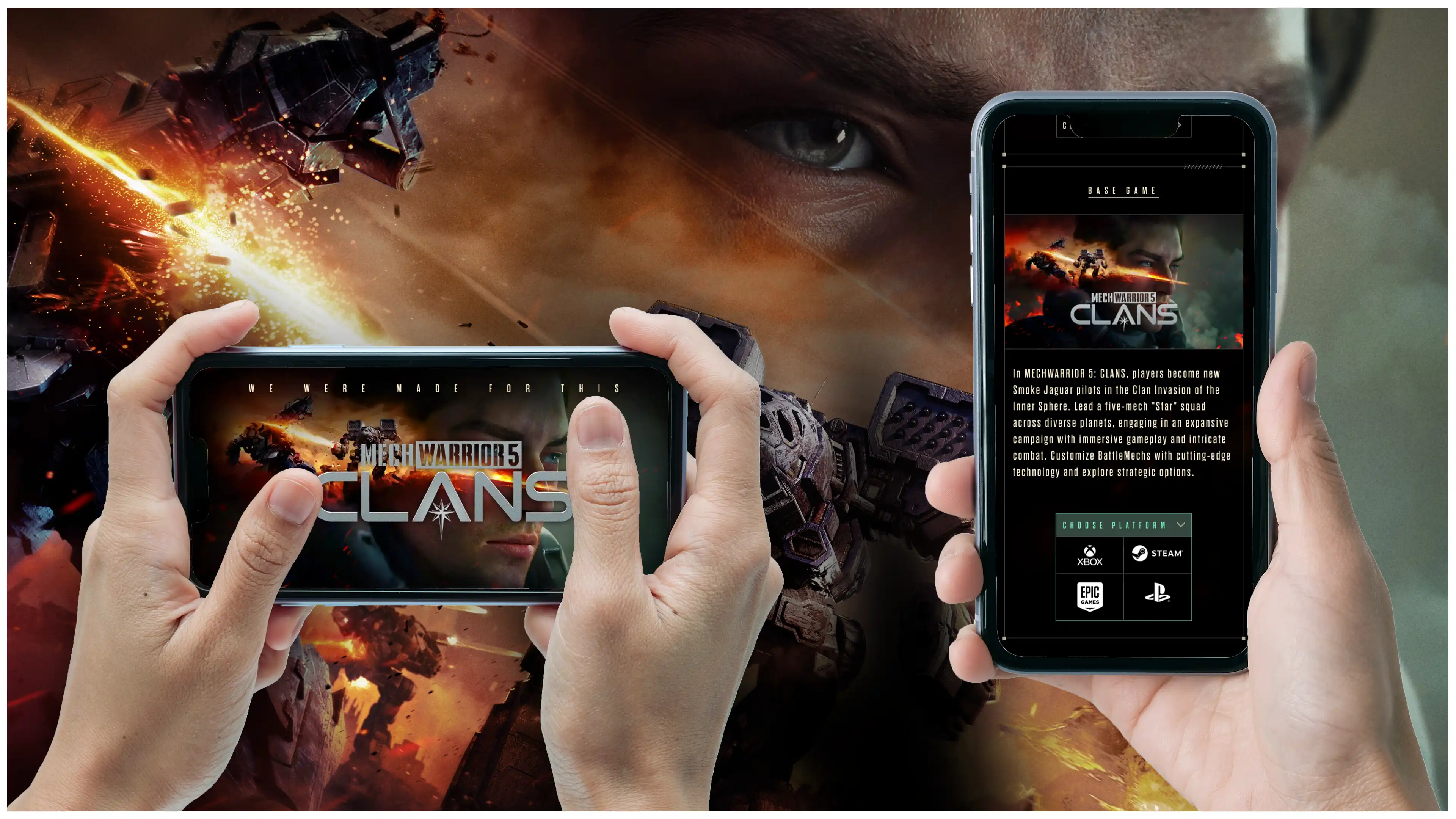 Responsive mobile views of the Clans website